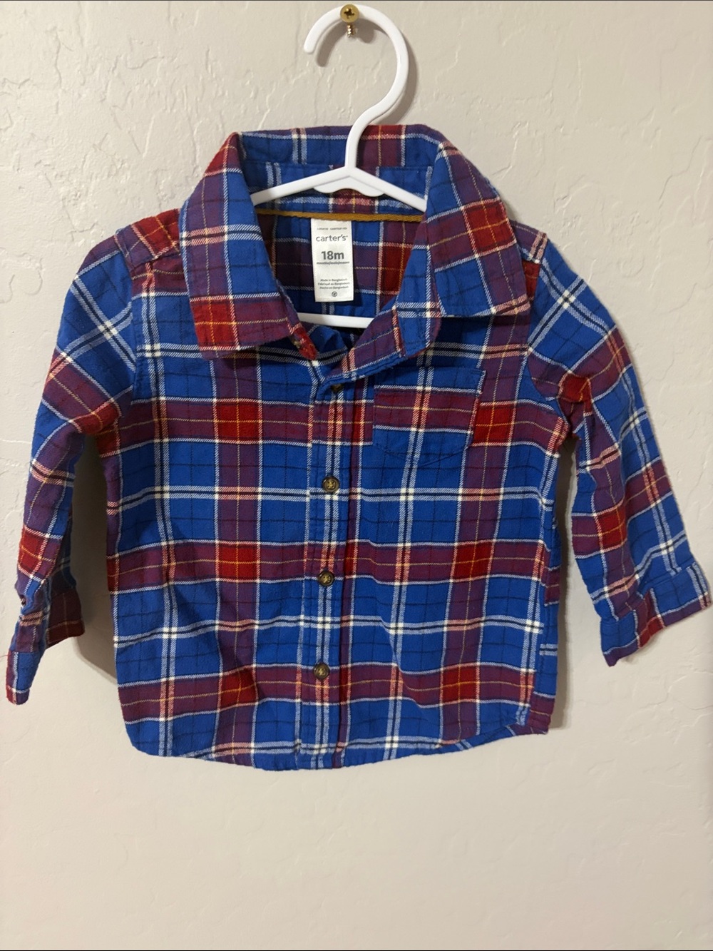 Carter's Blue and Red Plaid Button-Up Shirt